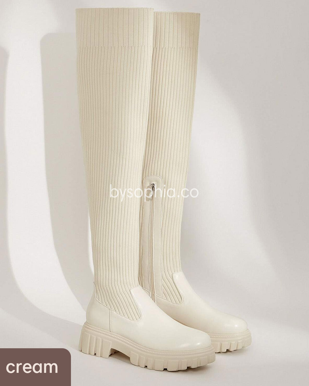 Ava Thigh High Stretch Knit Boots