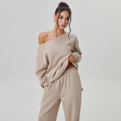 Cozy Off-Shoulder Wide-Leg Co-ord
