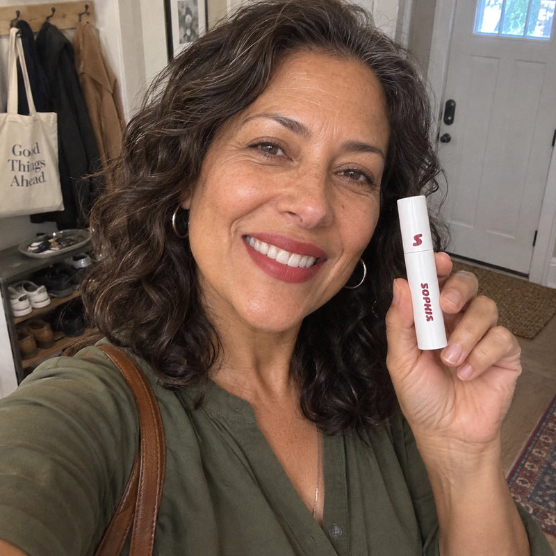 Zoey M. before and after the peel and stay lip stain