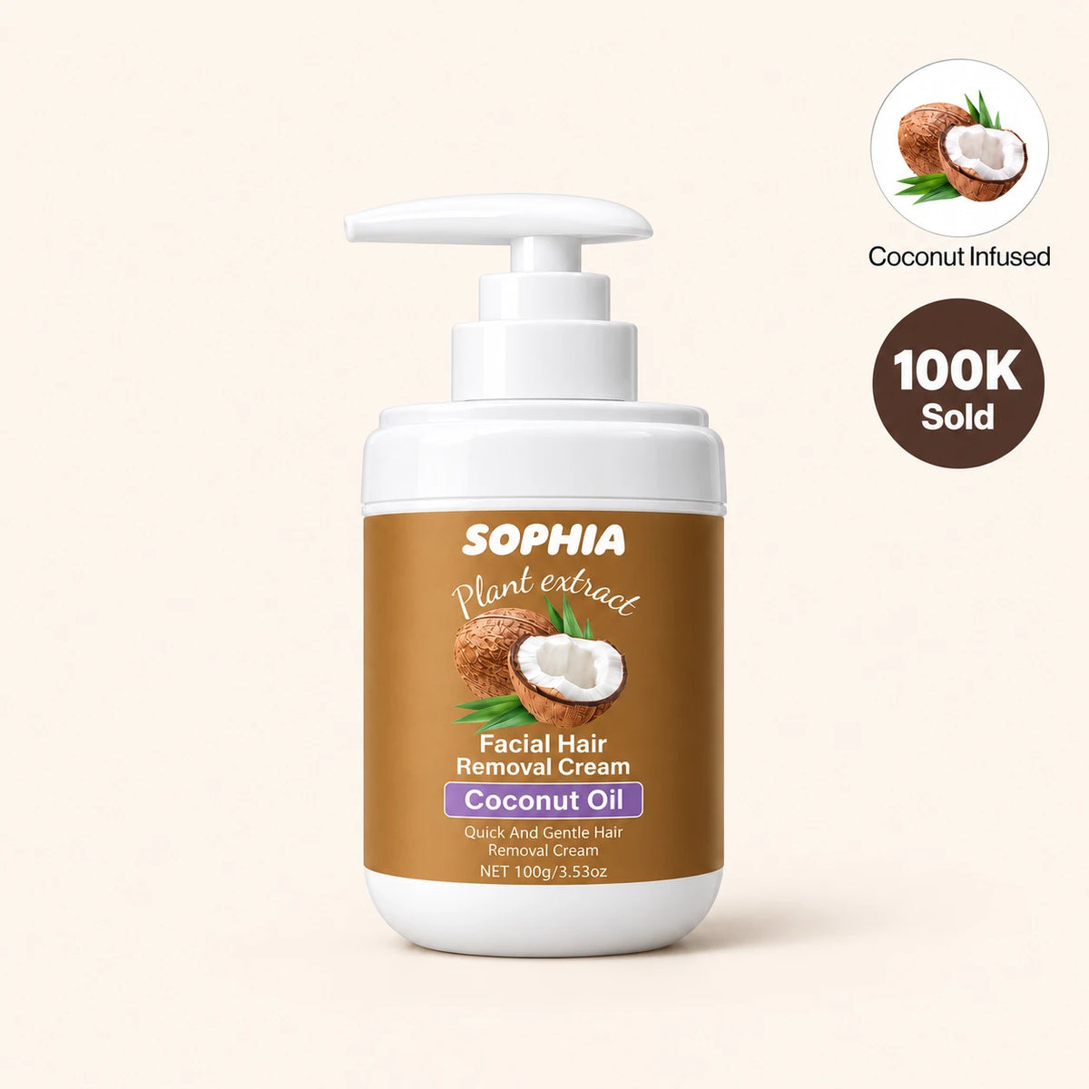 Gentle Coconut Oil Facial Hair Removal Cream